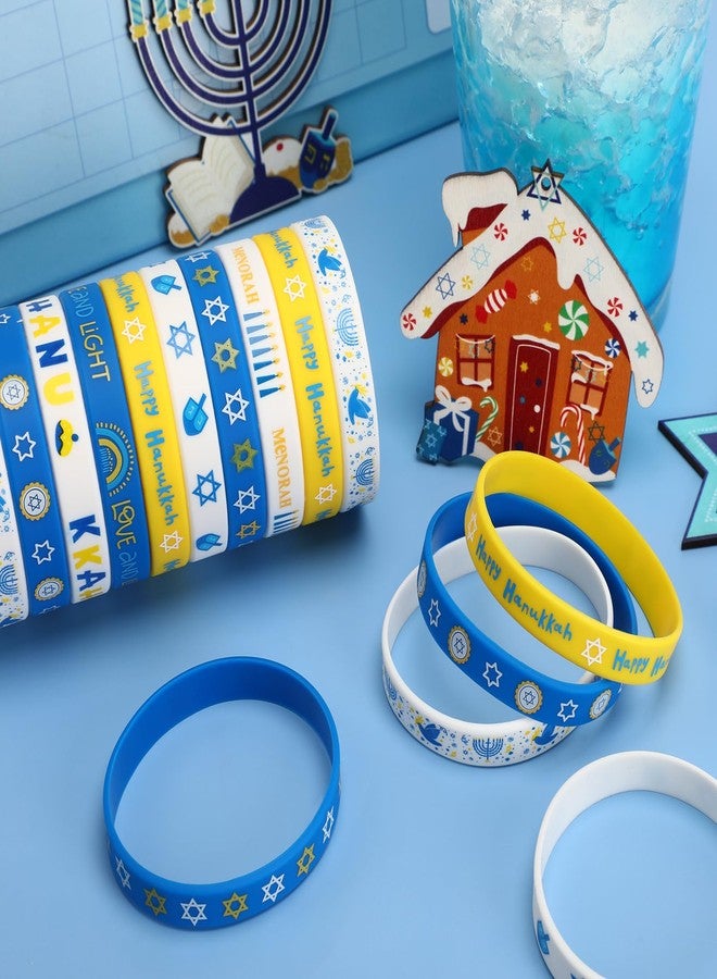 JUNEBRUSHS 24Pcs Hanukkah Silicone Rubber Wristbands Bracelets for Hanukkah Decorations Party Favors Jewish Holiday Kids Goodie Bag Fillers Supplies(8 Designs) - Image 5